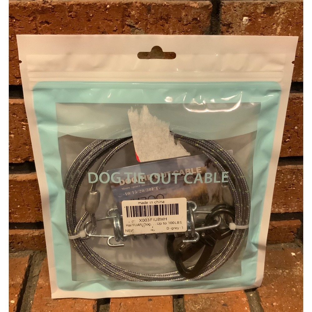 Dog Tie Out Cable 10ft Dog Chain for up to 100 lb dog Lockable Hooks